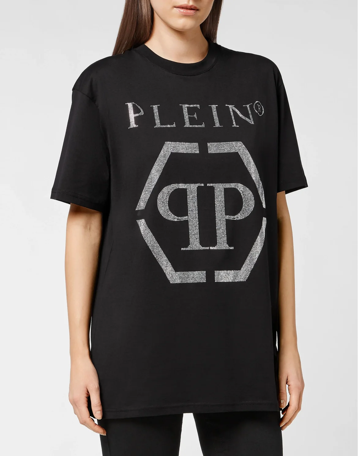 T-shirt Round Neck SS Hexagon with Crystals, цвет: Черный