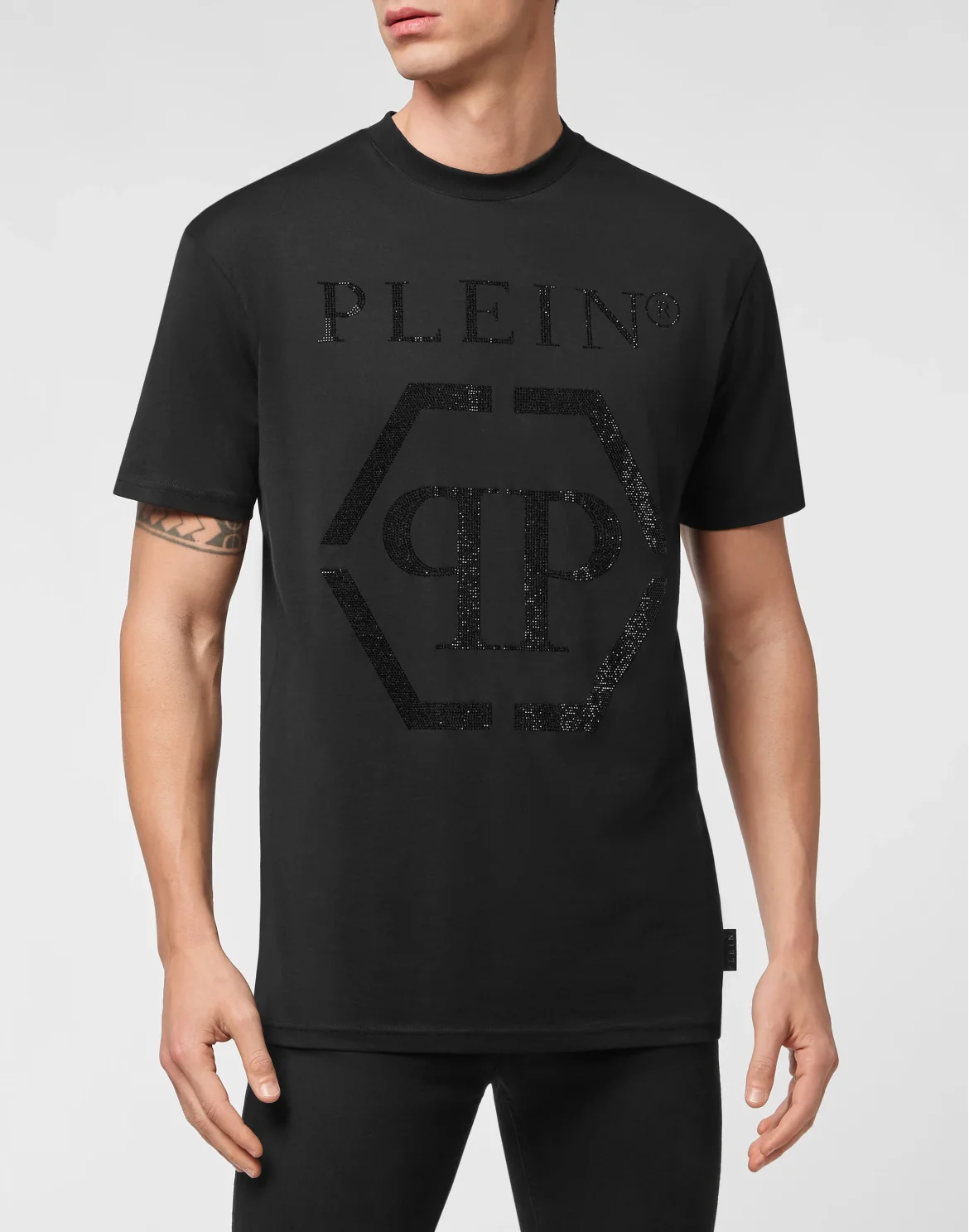 T-shirt Round Neck SS Hexagon with Crystals, цвет: Черный