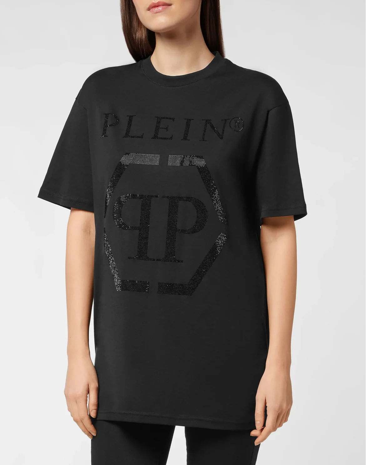 T-shirt Round Neck SS Hexagon with Crystals, цвет: Черный