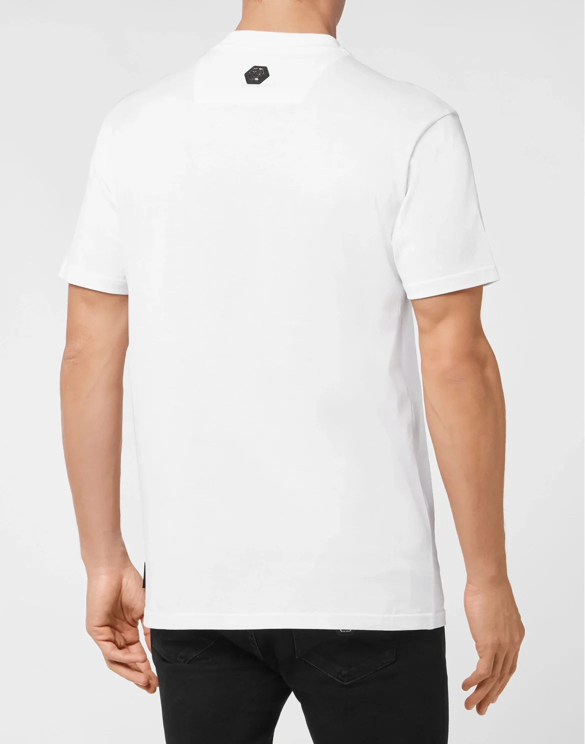 T-shirt Round Neck SS Skull and Plein with Crystals, цвет: Белый