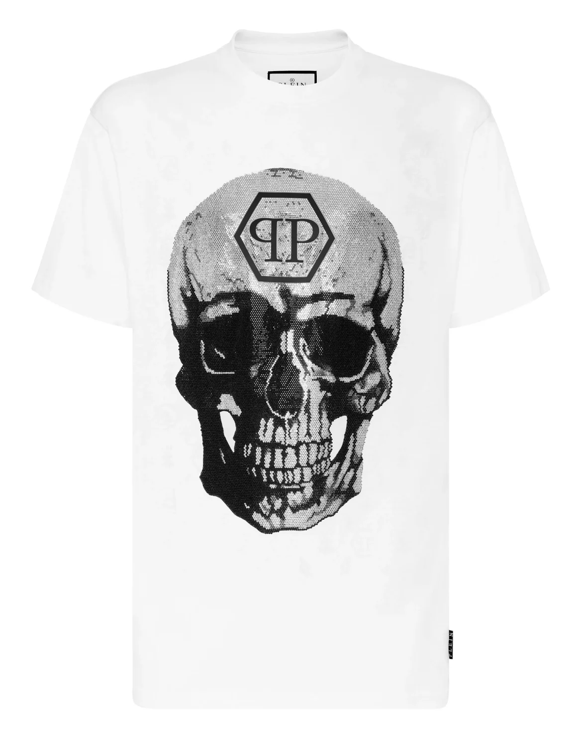 T-shirt Round Neck SS Skull and Plein with Crystals, цвет: Белый