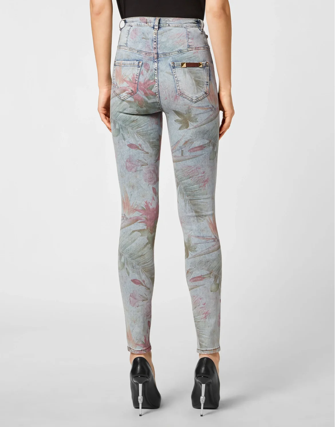 Super High Waist Jegging Flowers, цвет: Синий