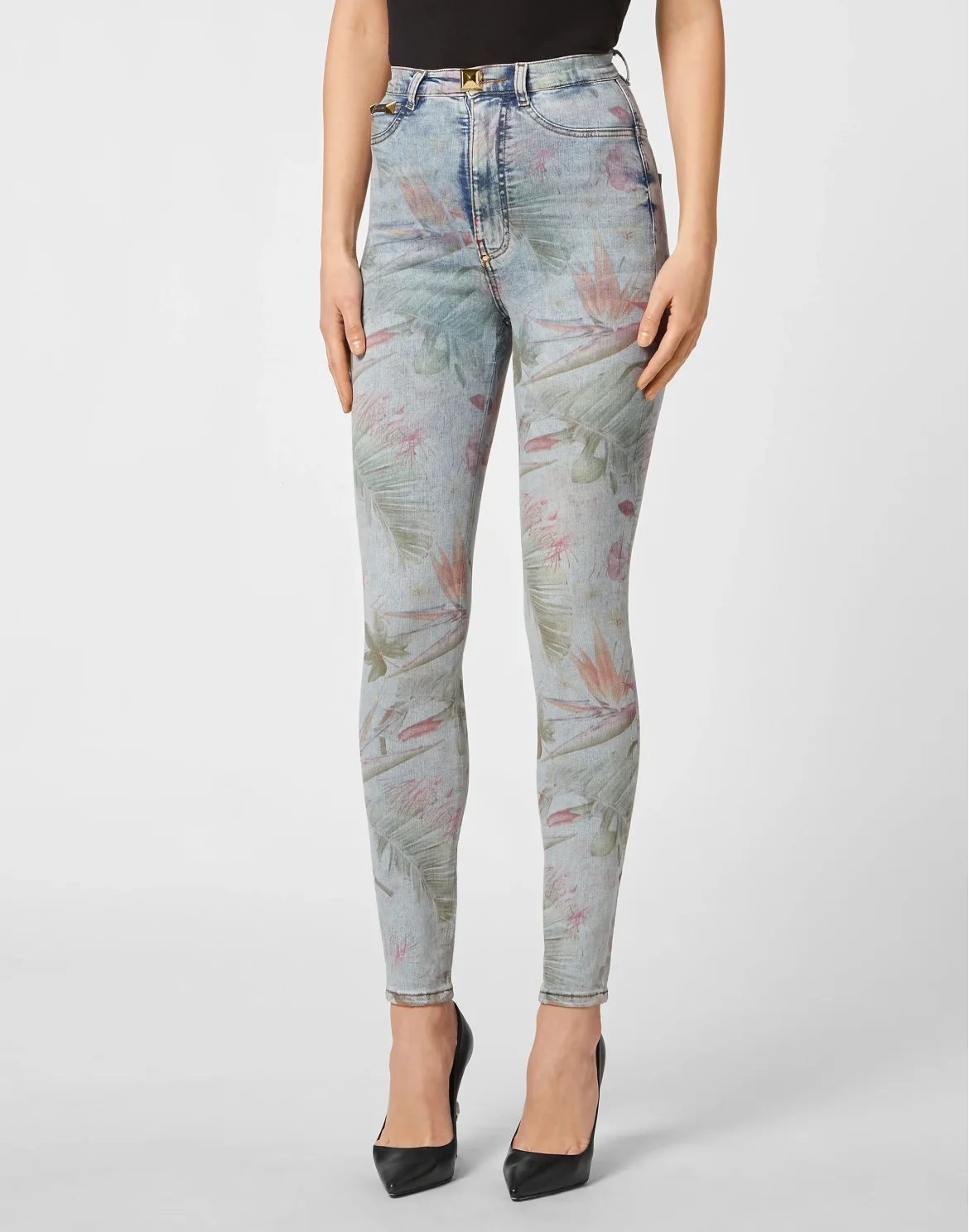 Super High Waist Jegging Flowers, цвет: Синий