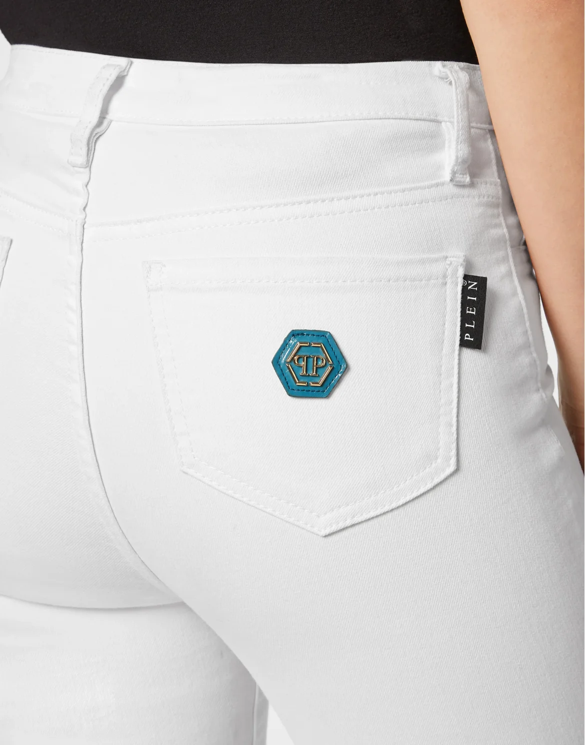 Denim High Waist Biker, цвет: Белый