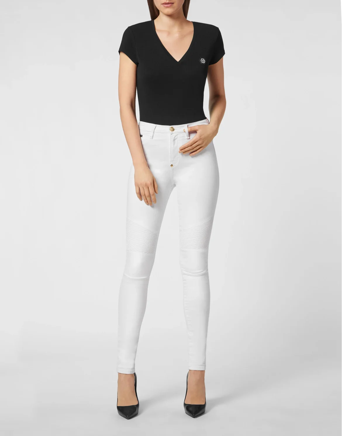 Denim High Waist Biker, цвет: Белый