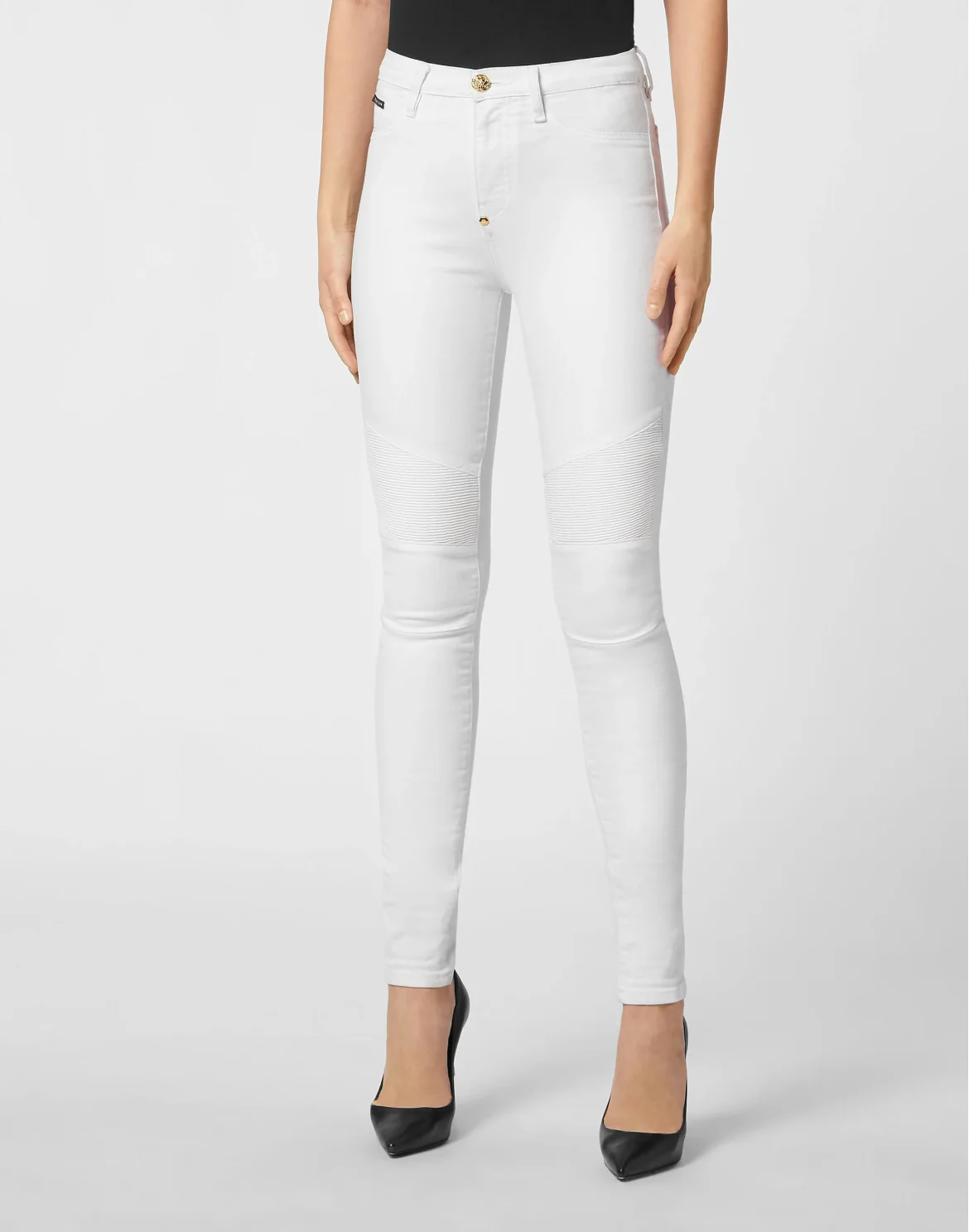 Denim High Waist Biker, цвет: Белый