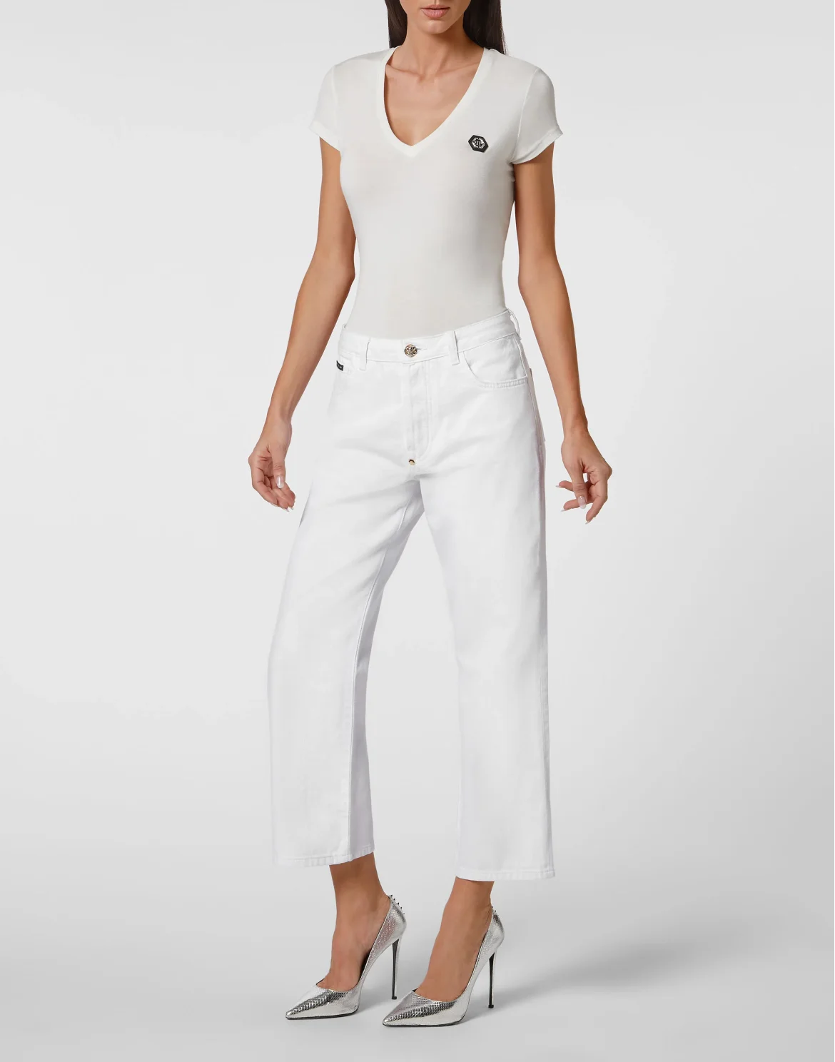 Denim Trousers High Rise Fit, цвет: Белый