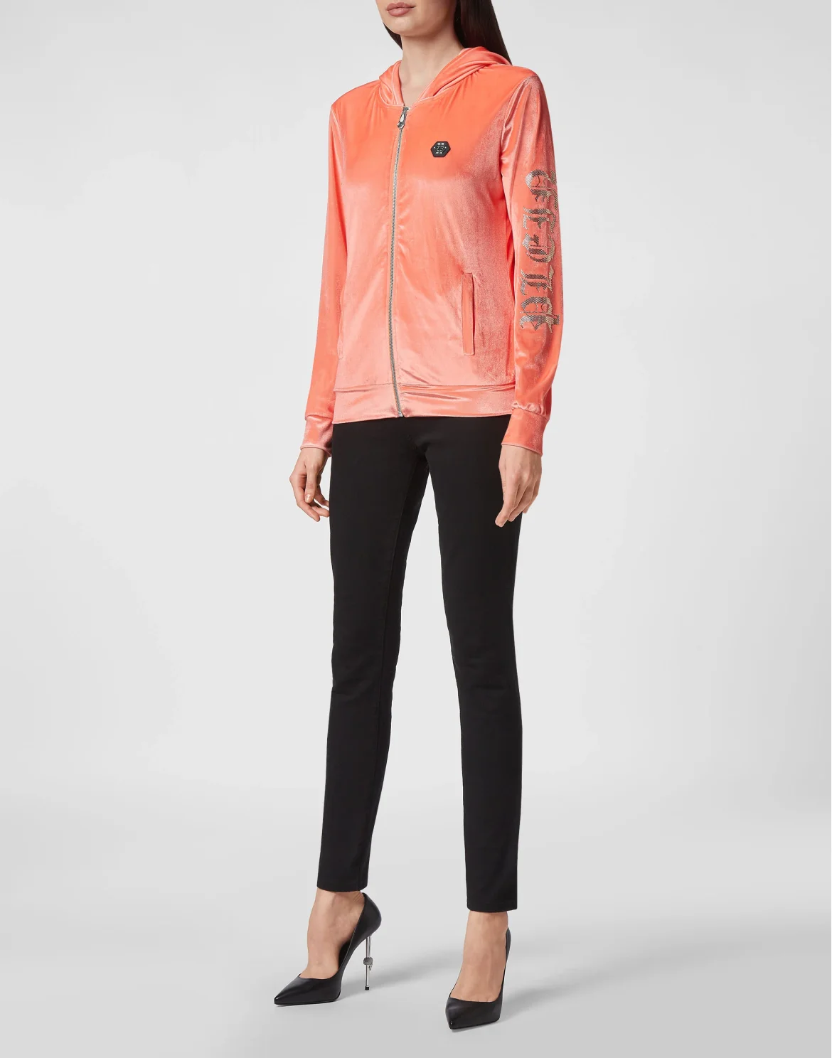 Velvet Hoodie sweatshirt Full Zip  Gothic Plein, цвет: Розовый