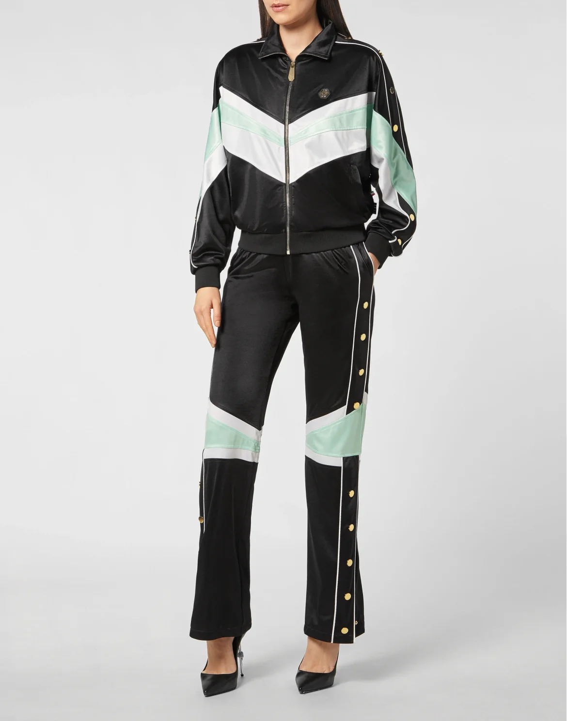 Top/Trousers Tracksuit Stripes, цвет: Черный