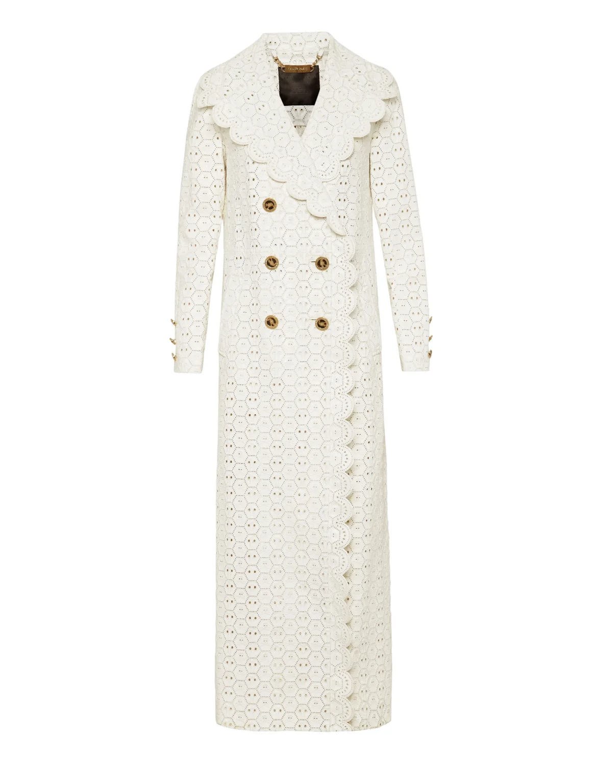 Long Sangallo Leather Trench Coat, цвет: Белый