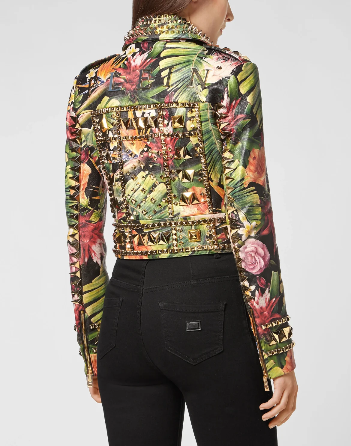 Leather Biker Cropped Flowers, цвет: Мультиколор