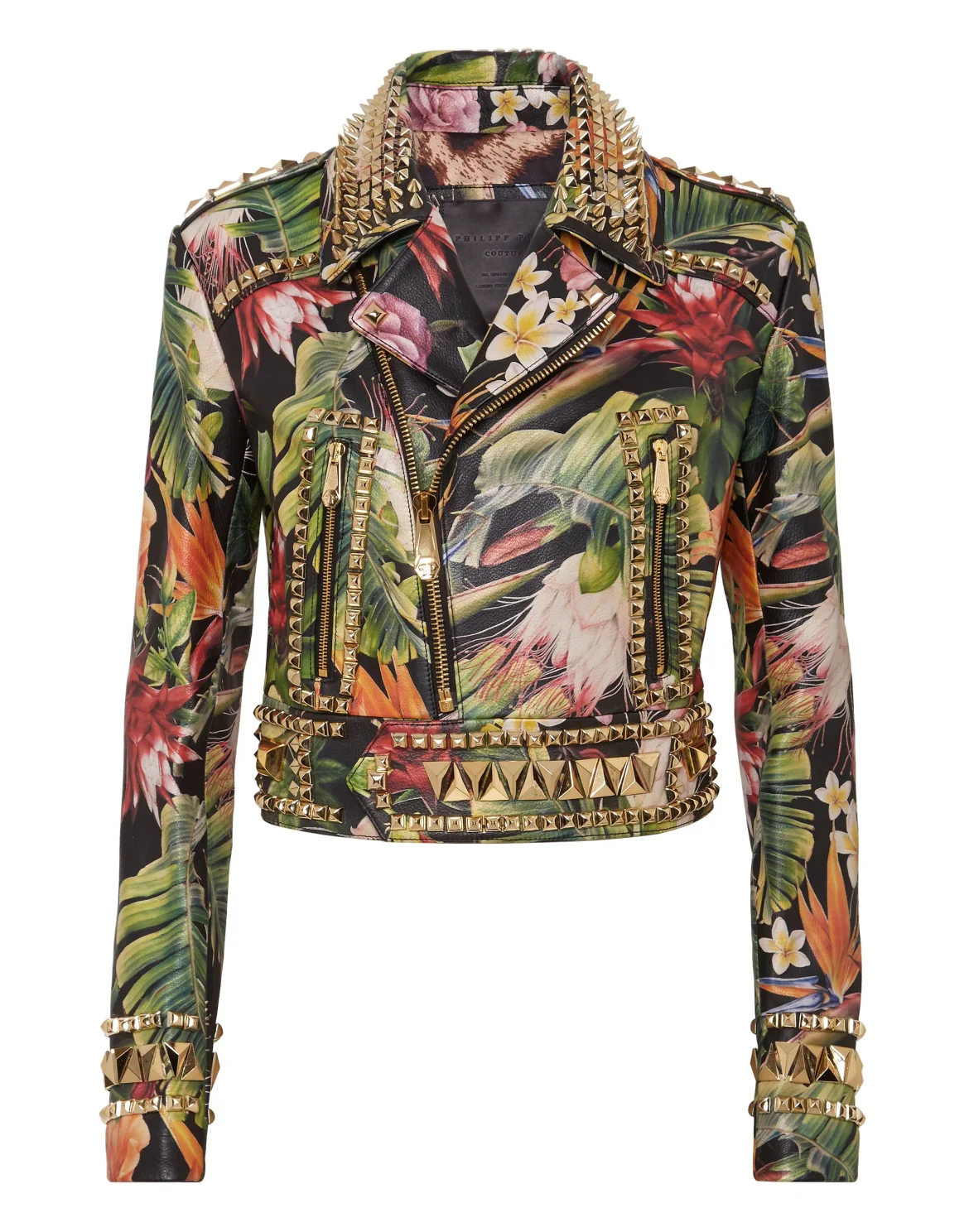 Leather Biker Cropped Flowers, цвет: Мультиколор
