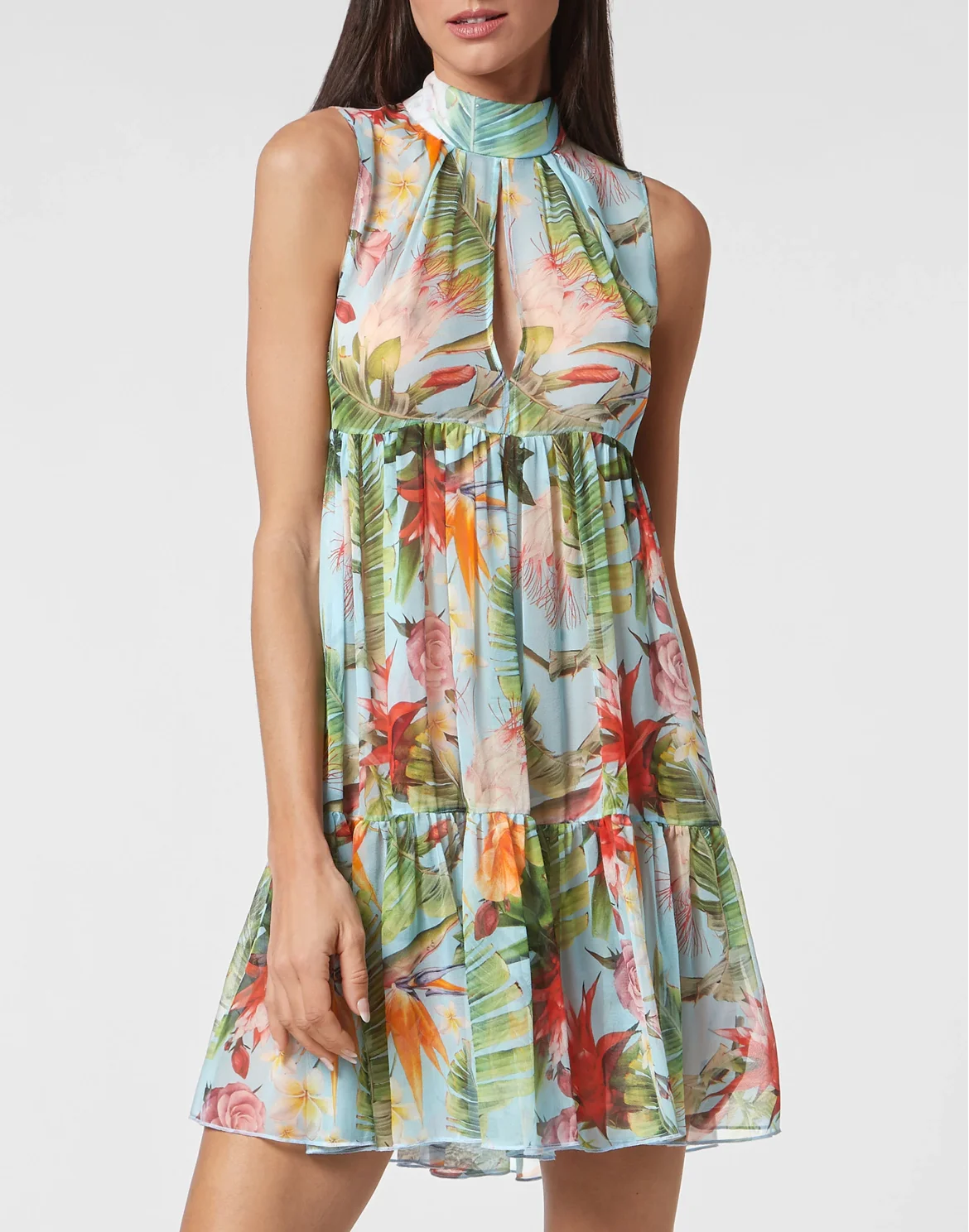 Geogette Short Dress Flowers, цвет: Мультиколор