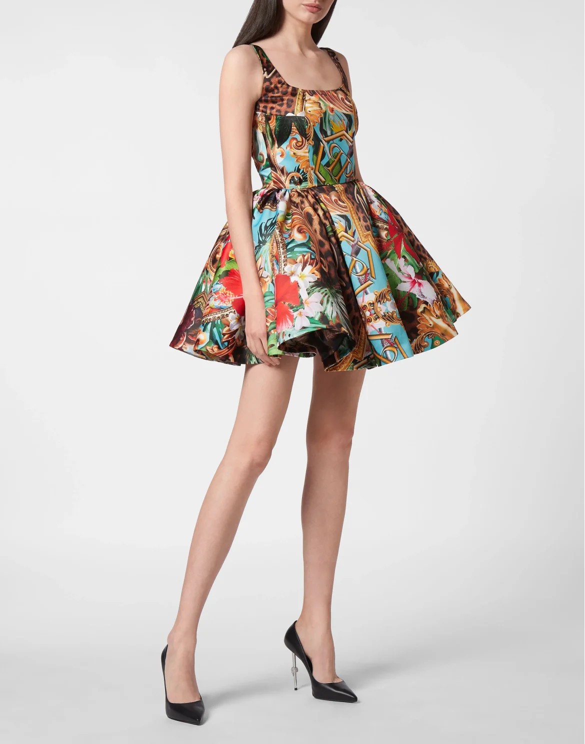 Duchesse Short Dress Baroque Flowers, цвет: Мультиколор