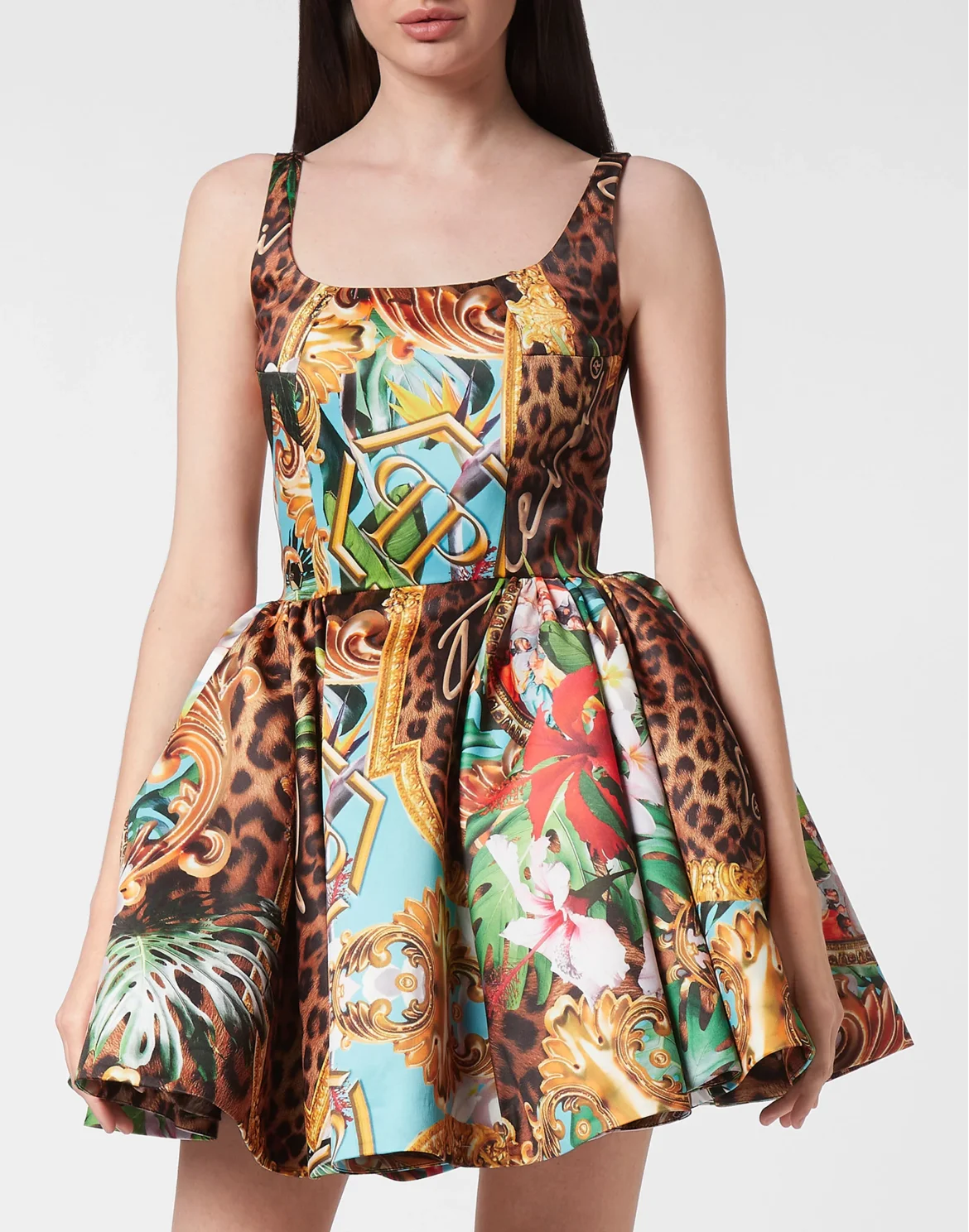 Duchesse Short Dress Baroque Flowers, цвет: Мультиколор