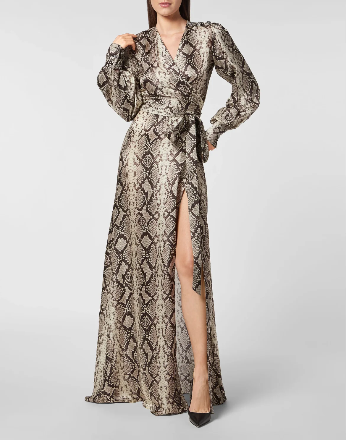 Python Silk Print Long Dress, цвет: Мультиколор