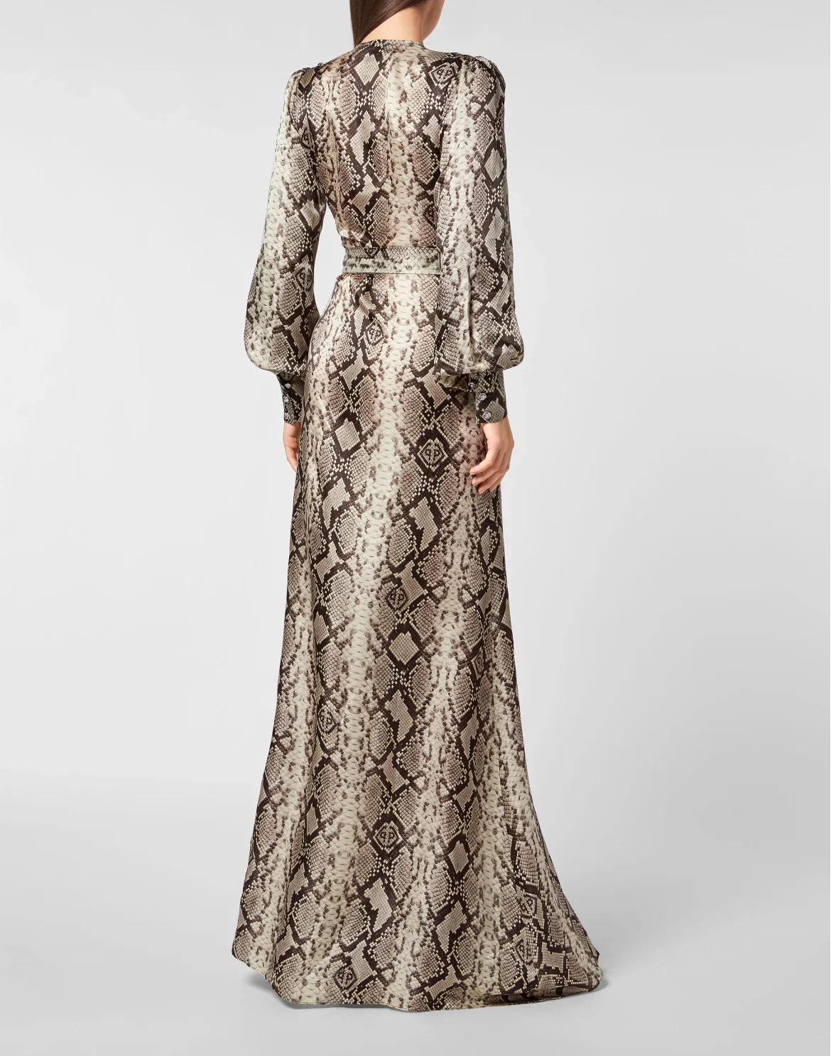 Python Silk Print Long Dress, цвет: Мультиколор
