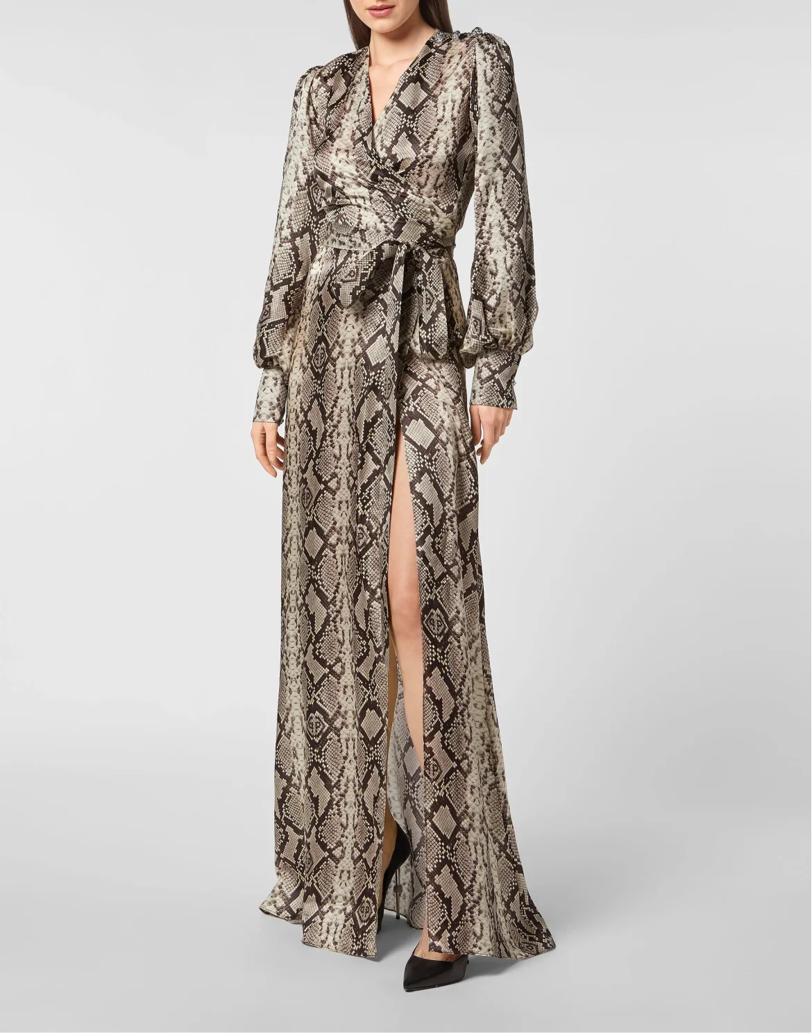 Python Silk Print Long Dress, цвет: Мультиколор