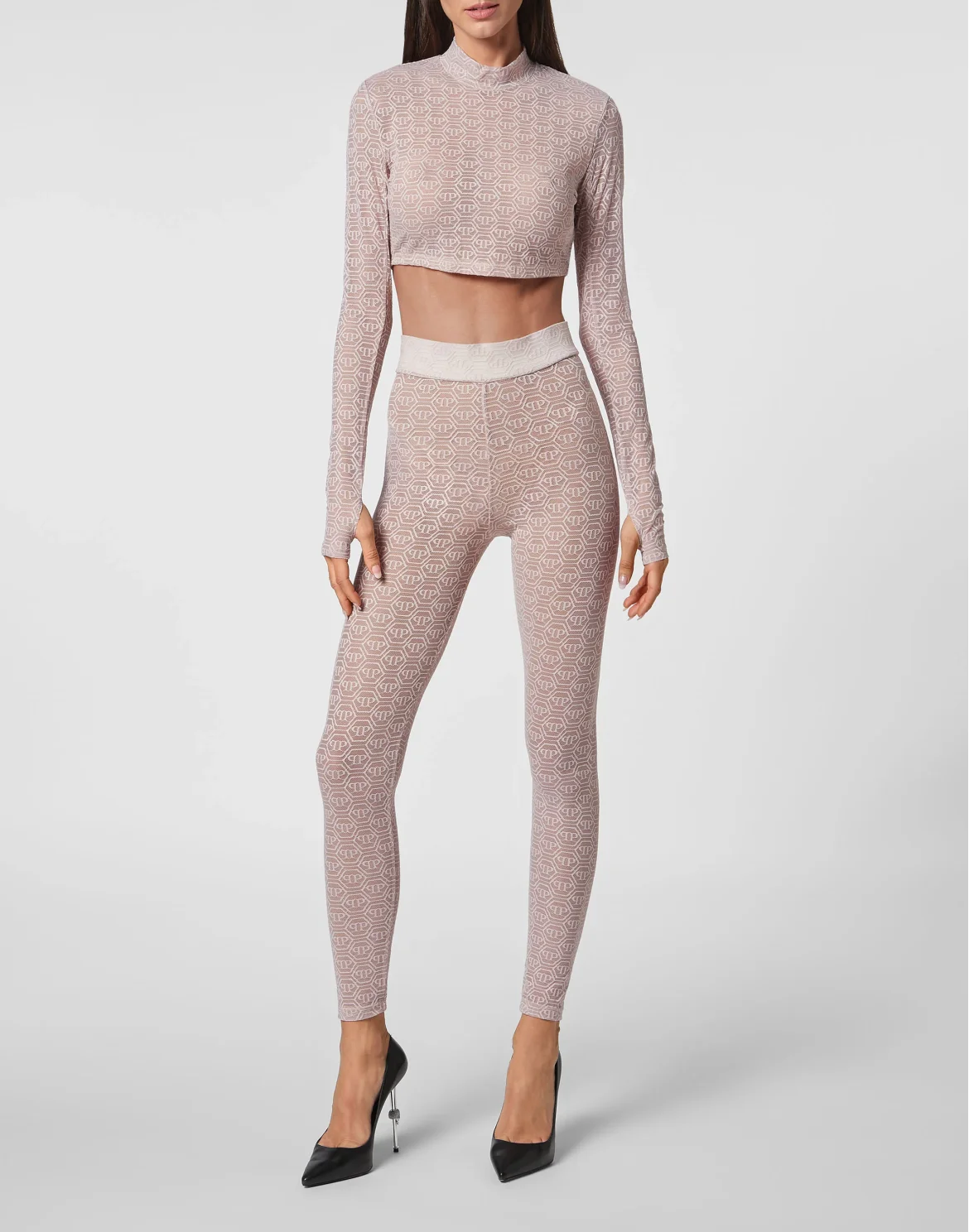 Tulle Crop Top LS Monogram, цвет: Розовый