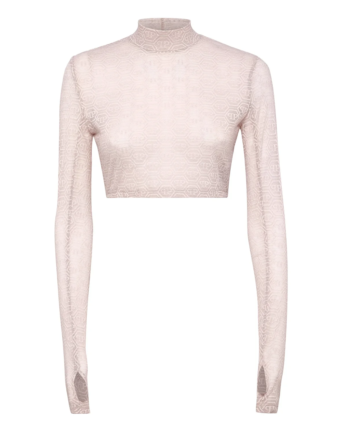 Tulle Crop Top LS Monogram, цвет: Розовый