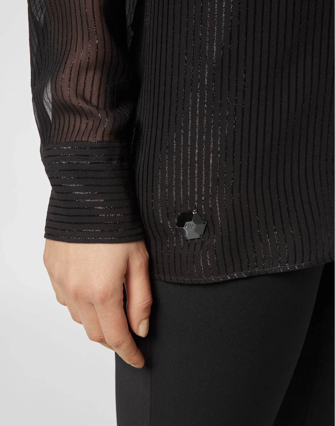 Silk Shirt Lurex with Crystals, цвет: Черный