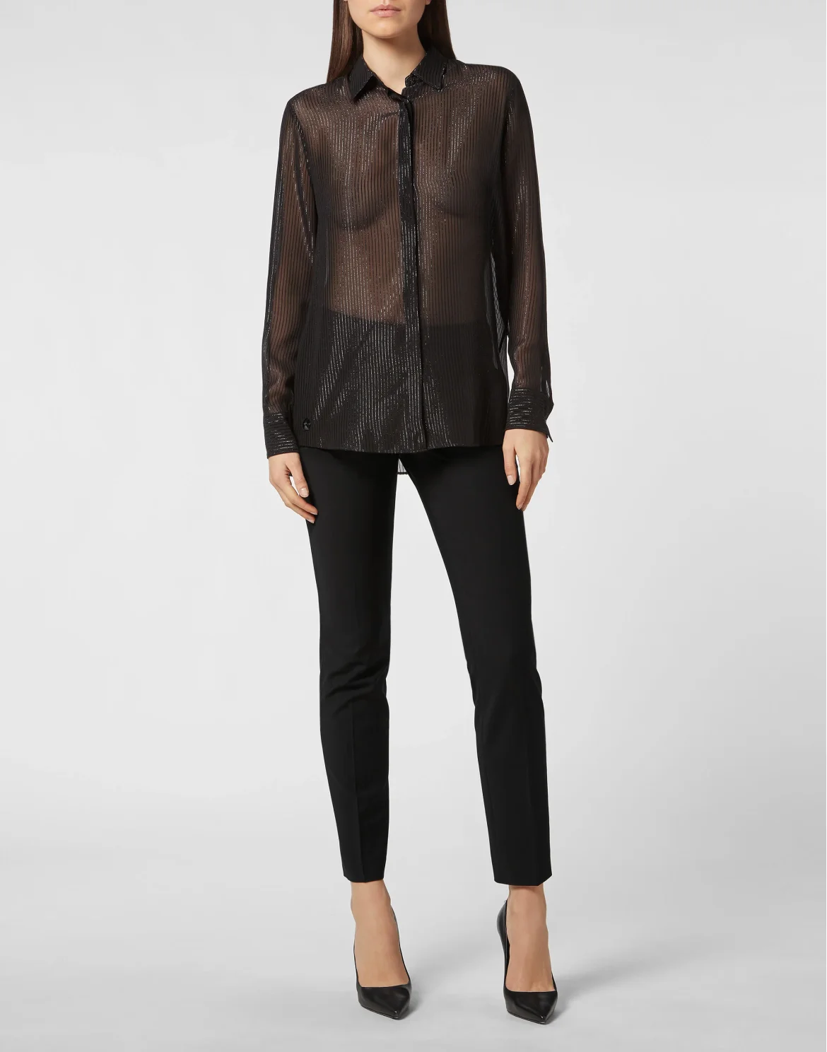 Silk Shirt Lurex with Crystals, цвет: Черный