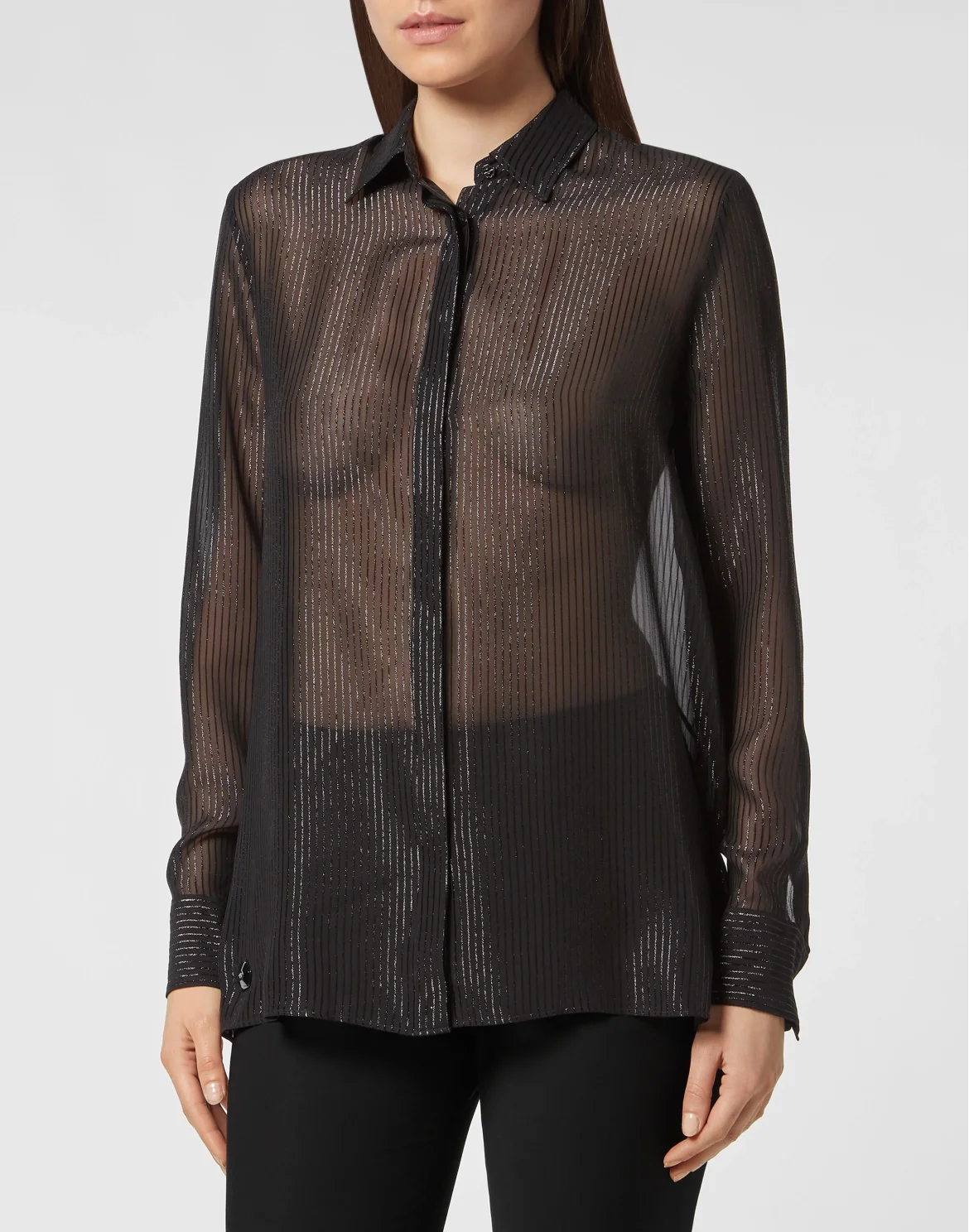 Silk Shirt Lurex with Crystals, цвет: Черный