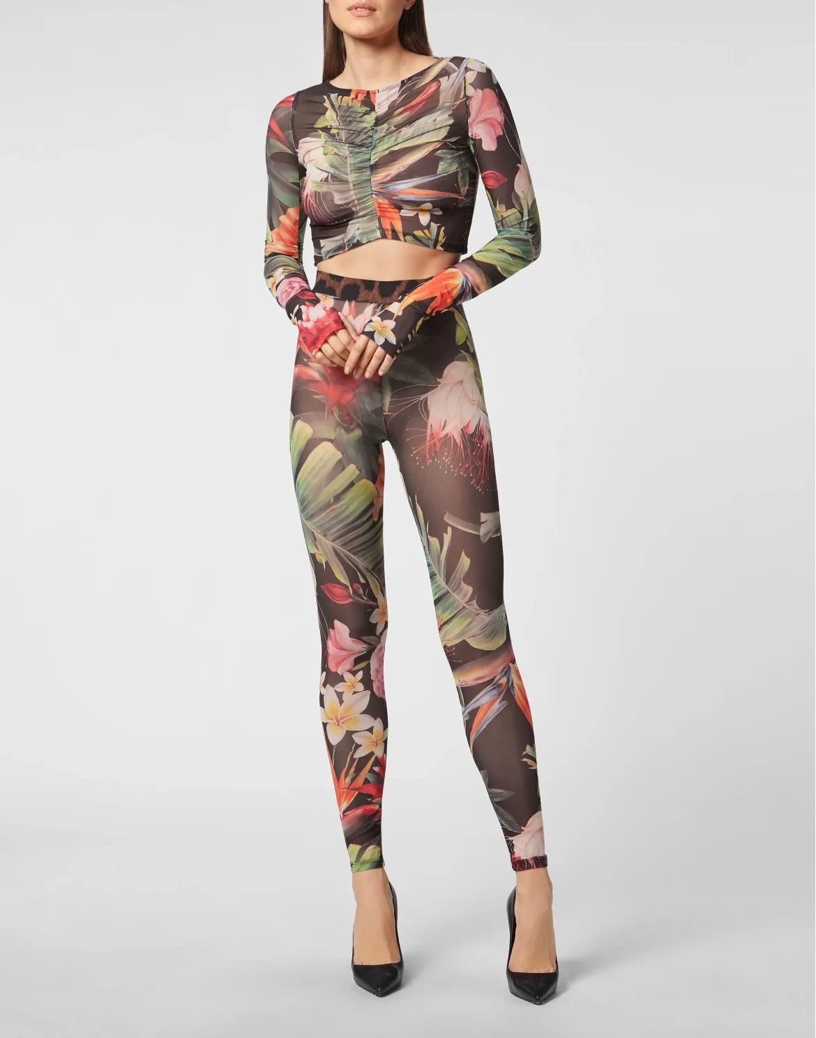 Leggings Flowers, цвет: Черный
