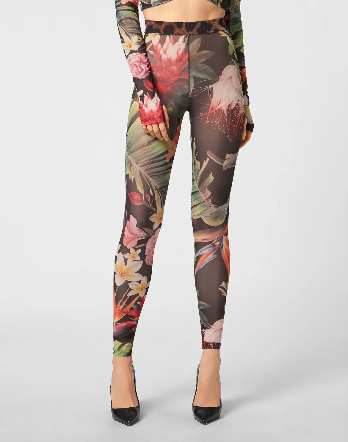 Leggings Flowers, цвет: Черный