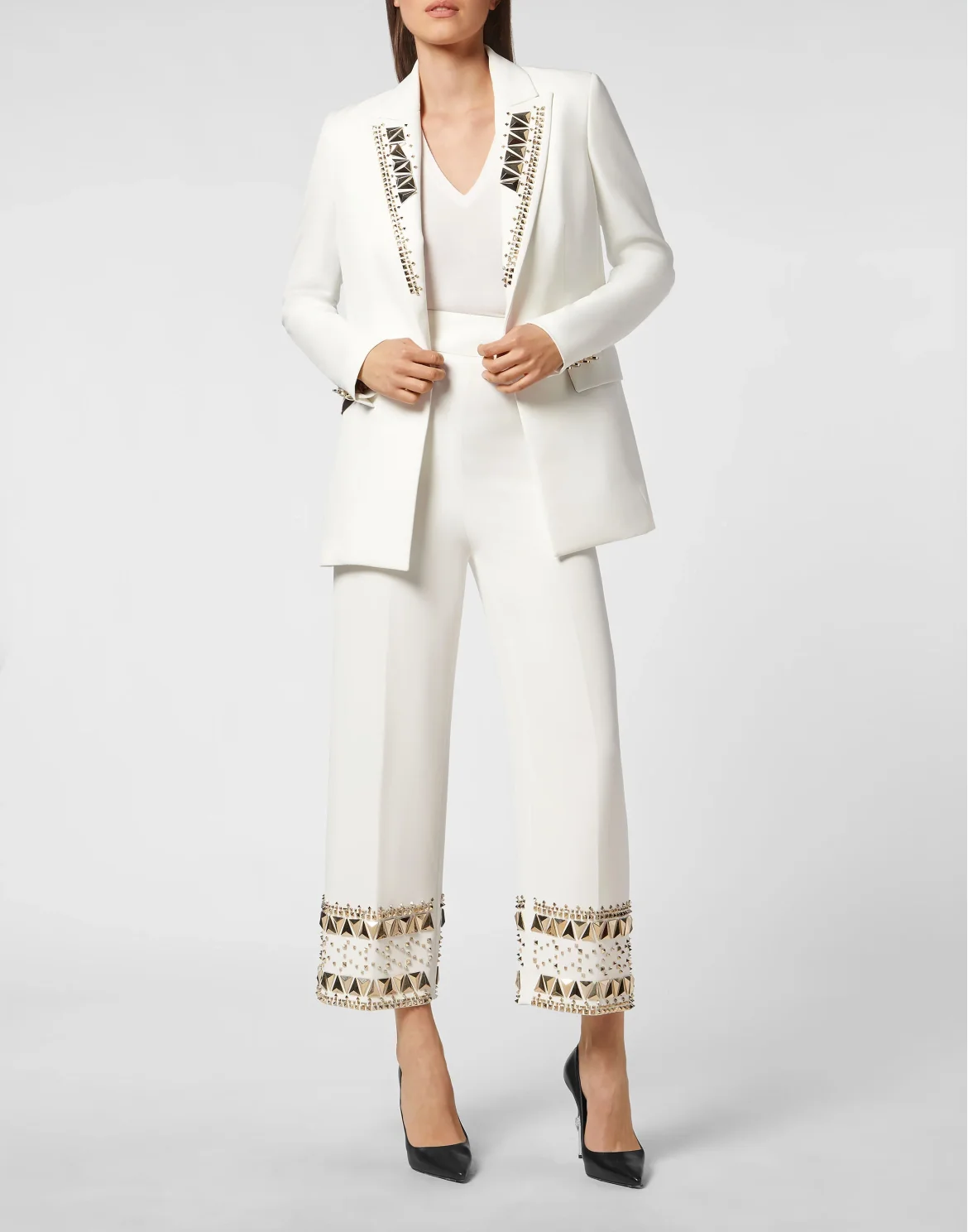 Cady High Waist Trouser Studs, цвет: Белый