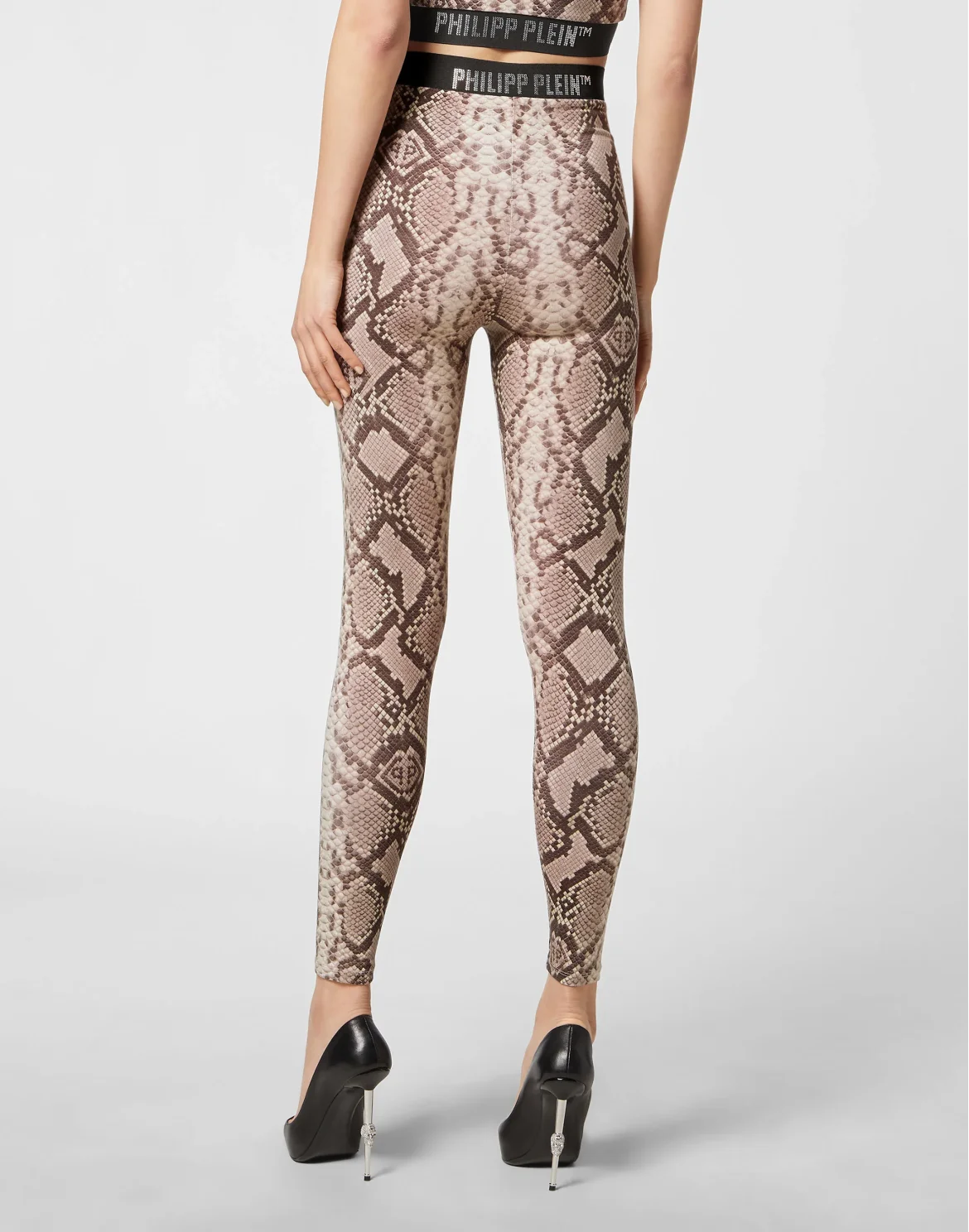 V Cut Leggings Python Print Crystal Plein with Crystals, цвет: Мультиколор
