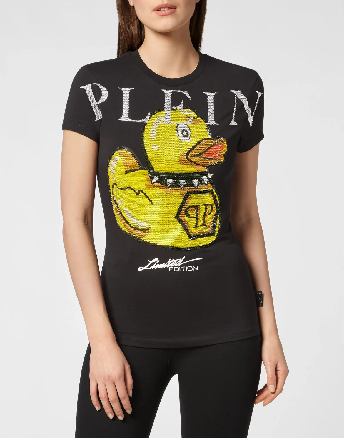 T-shirt Round Neck SS PP Duck with Crystals, цвет: Черный