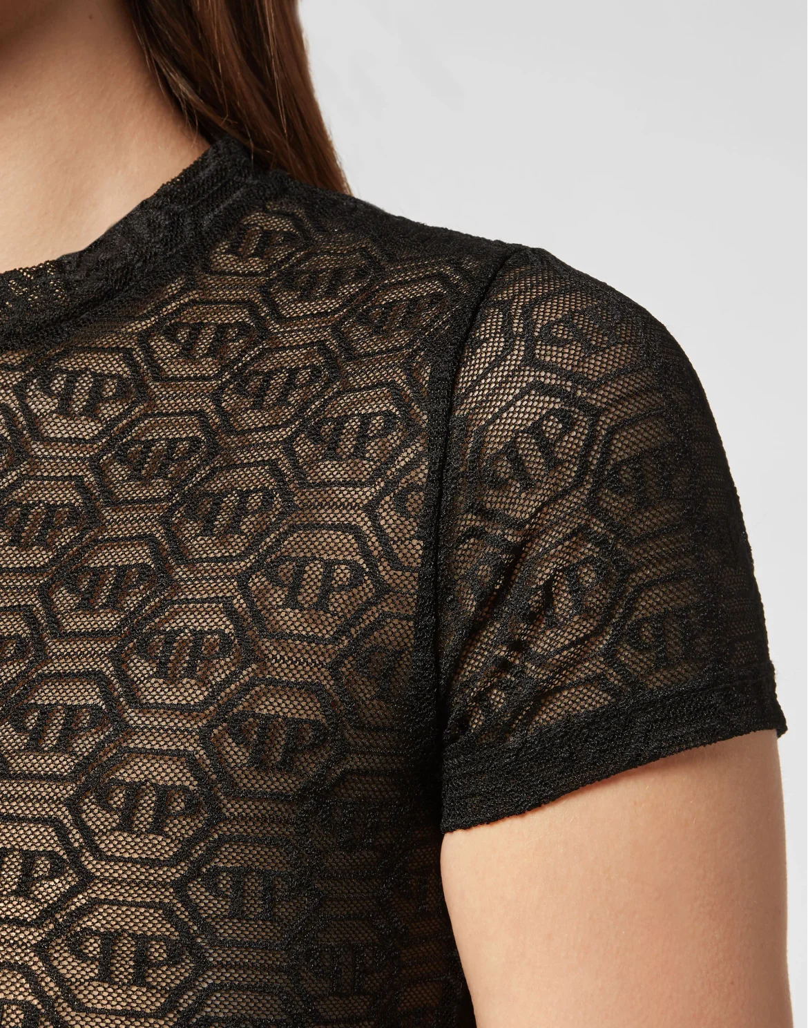 Tulle T-shirt  Monogram, цвет: Черный