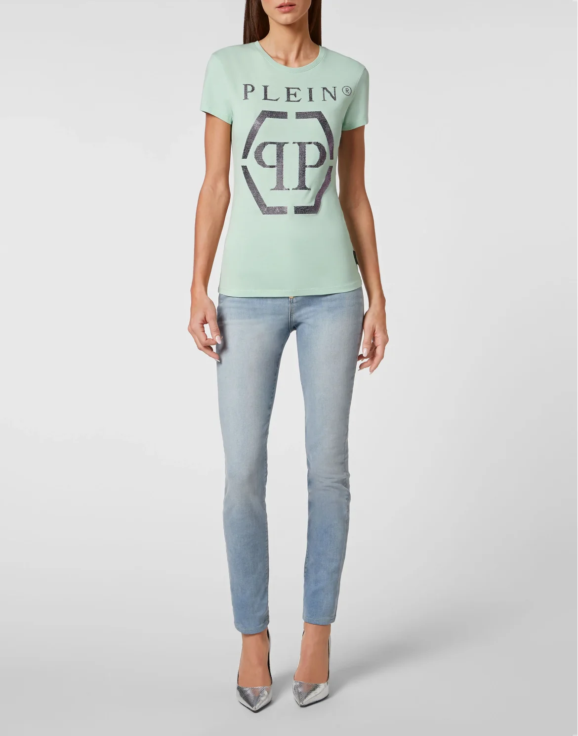 T-shirt Sexy Pure Hexagon with Crystals, цвет: Зеленый