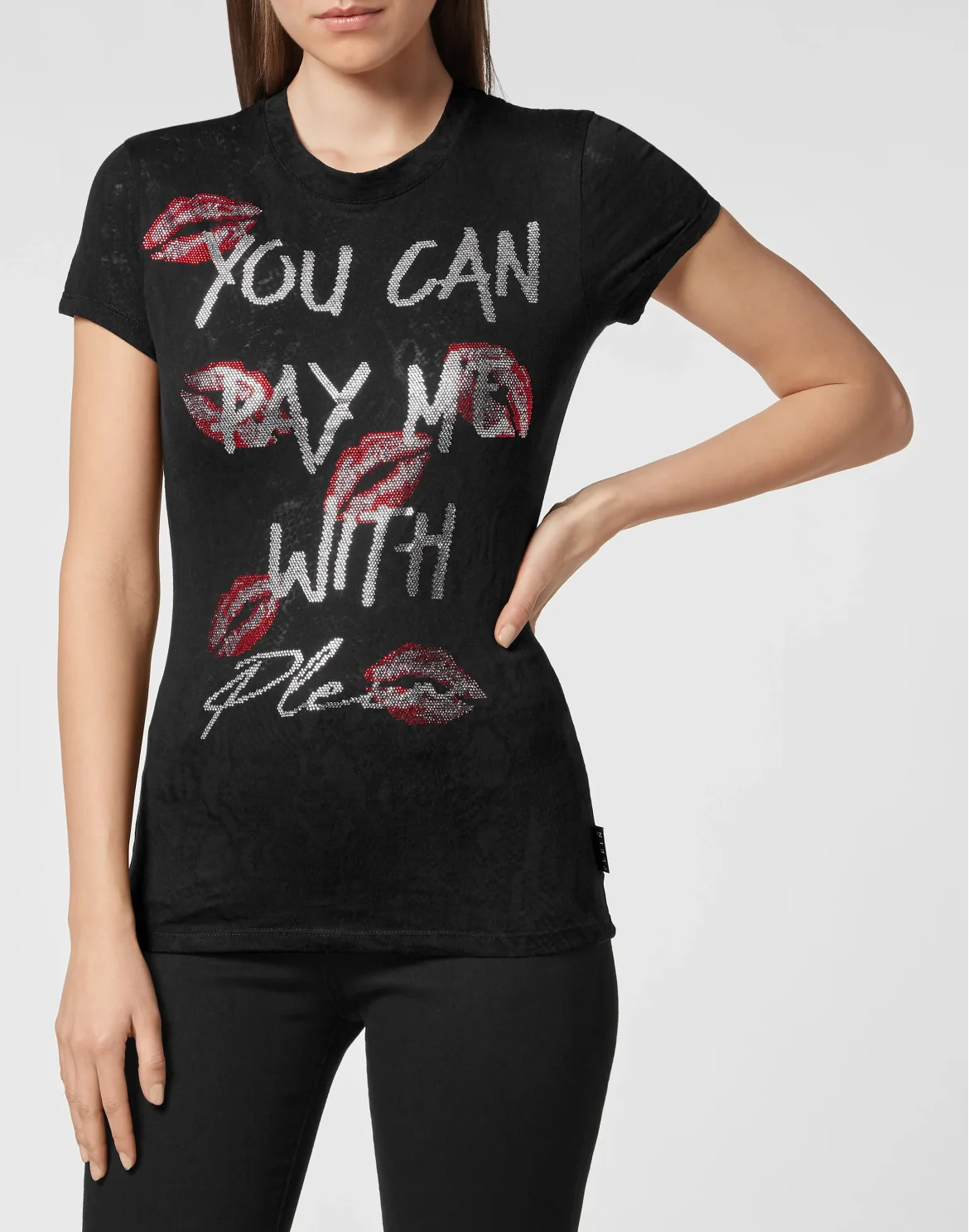 T-shirt Sexy Pure with Crystals, цвет: Черный