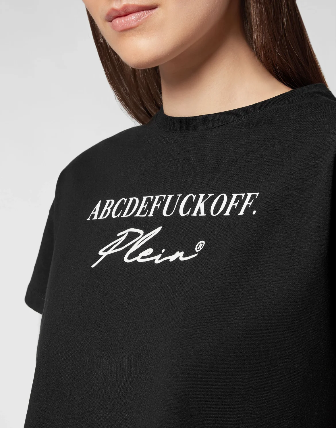 Crop T-shirt Round Neck SS Signature, цвет: Черный