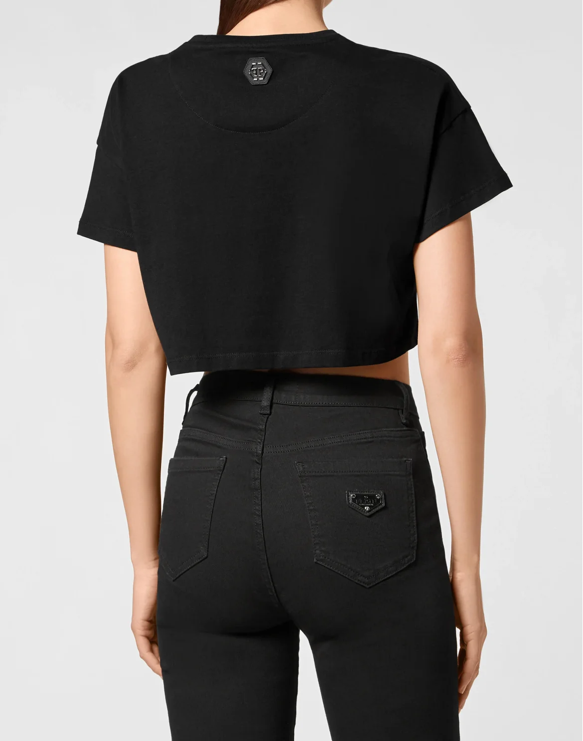 Crop T-shirt Round Neck SS Signature, цвет: Черный