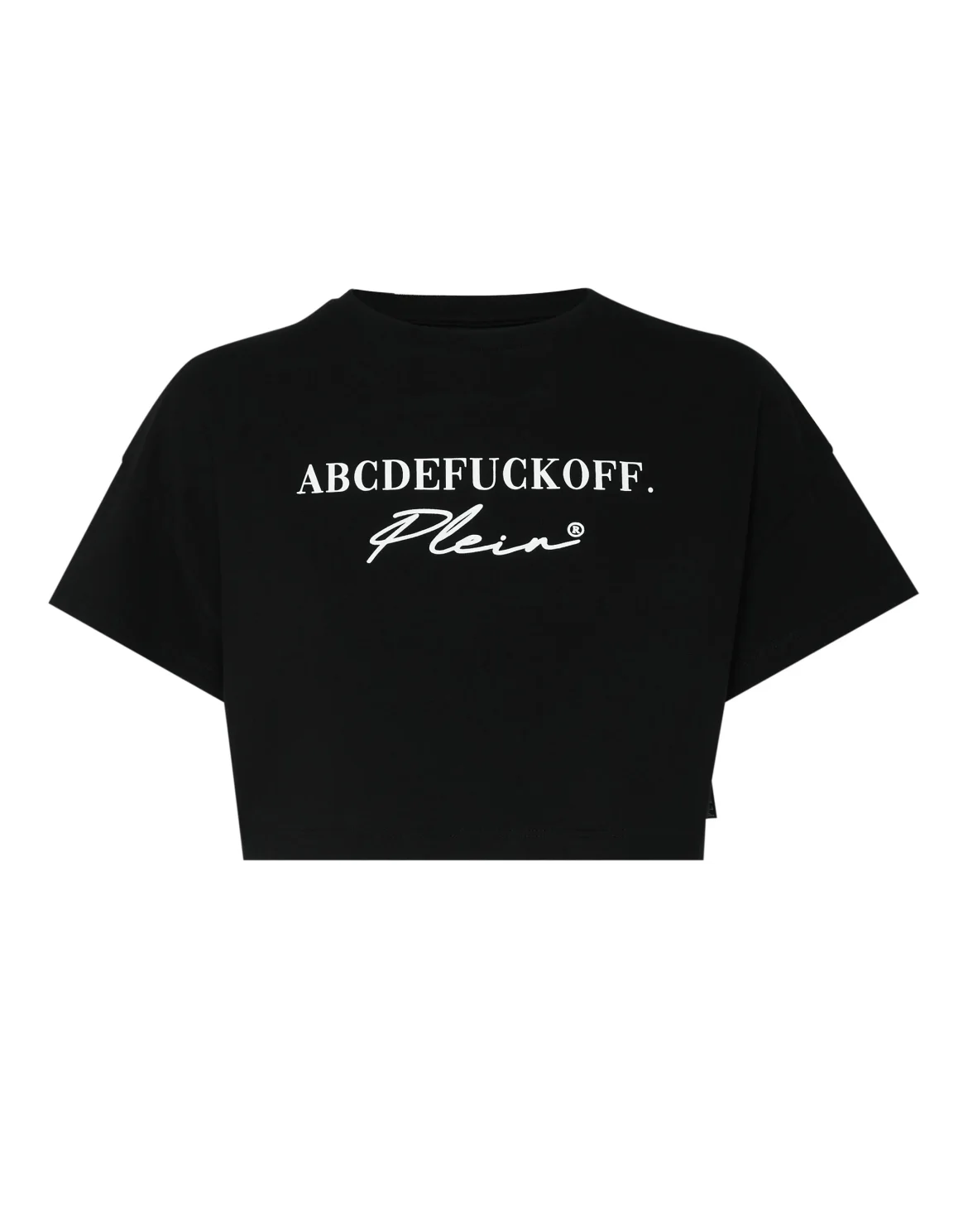 Crop T-shirt Round Neck SS Signature, цвет: Черный
