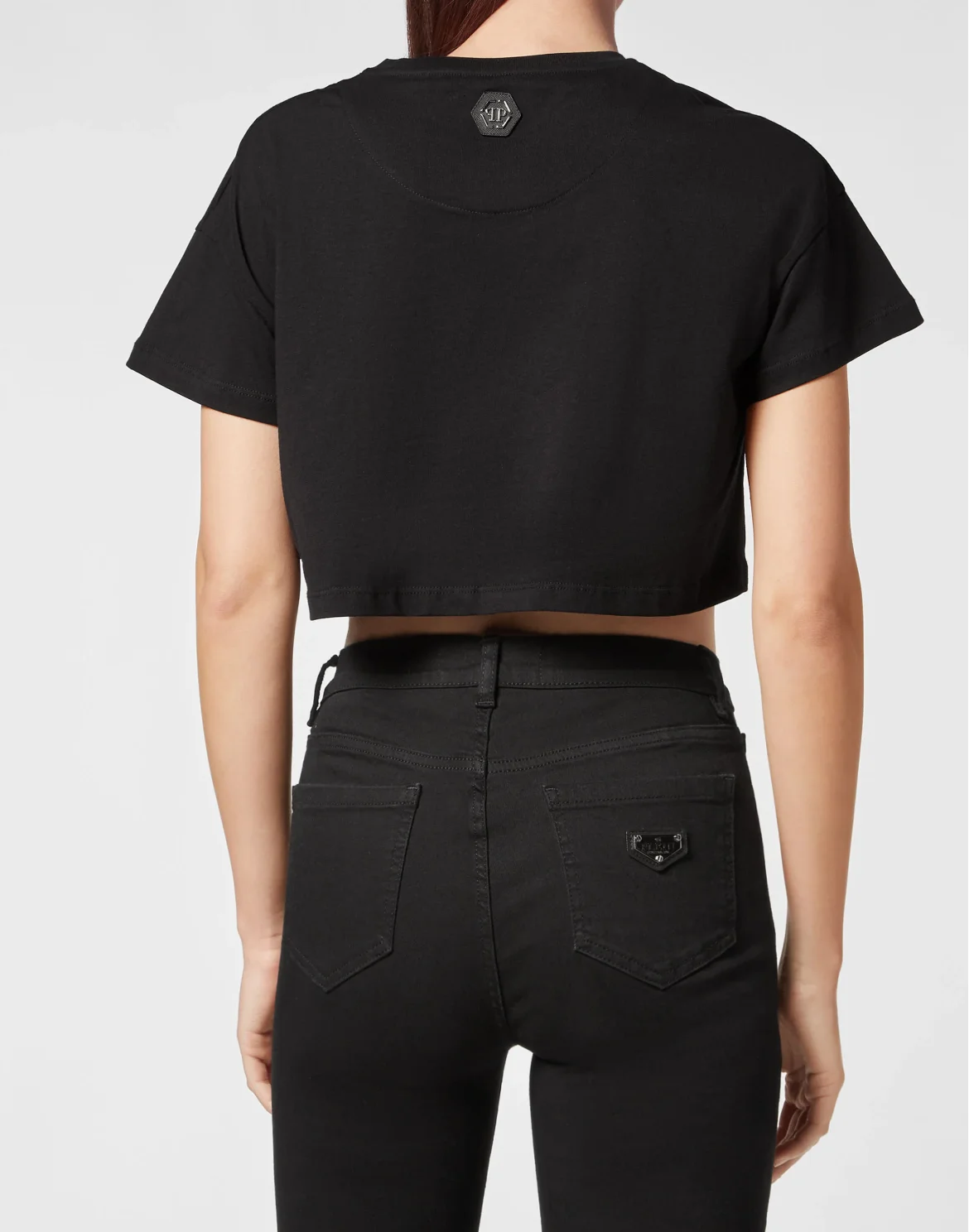 Crop T-shirt Round Neck SS Signature, цвет: Черный