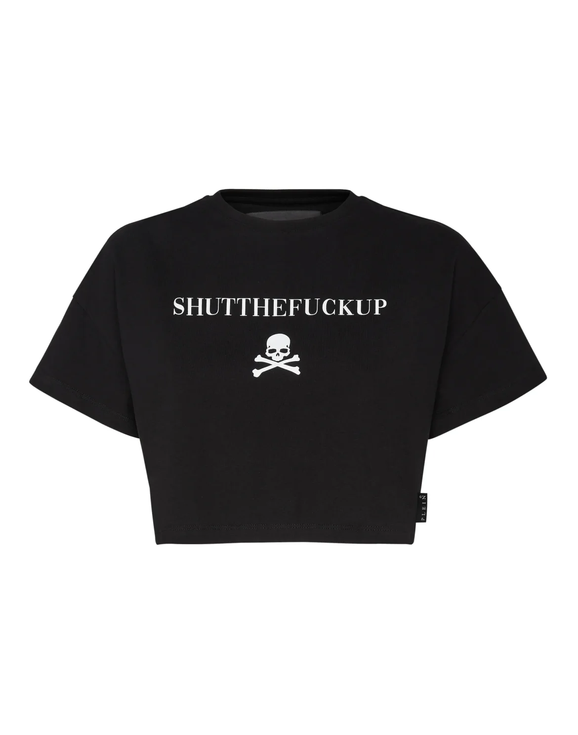 Crop T-shirt Round Neck SS Signature, цвет: Черный