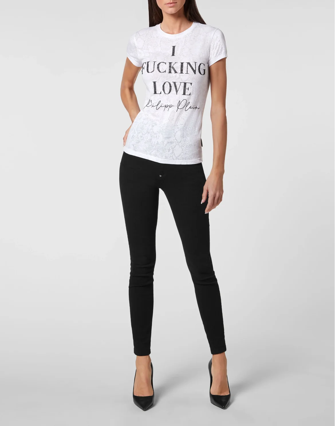 T-shirt Sexy Pure Philipp Plein TM with Crystals, цвет: Белый
