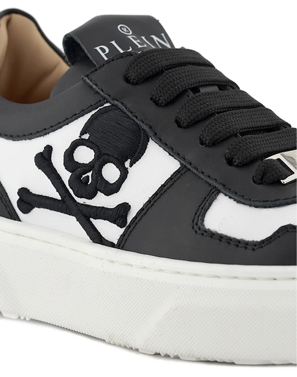 SNEAKERS BOX SOLE LACE EMBROIDERY SKULL, цвет: Черный
