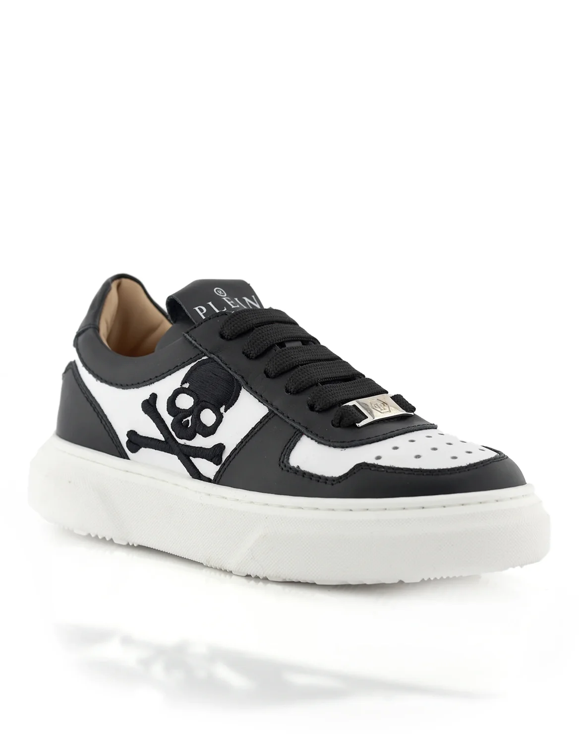 SNEAKERS BOX SOLE LACE EMBROIDERY SKULL, цвет: Черный