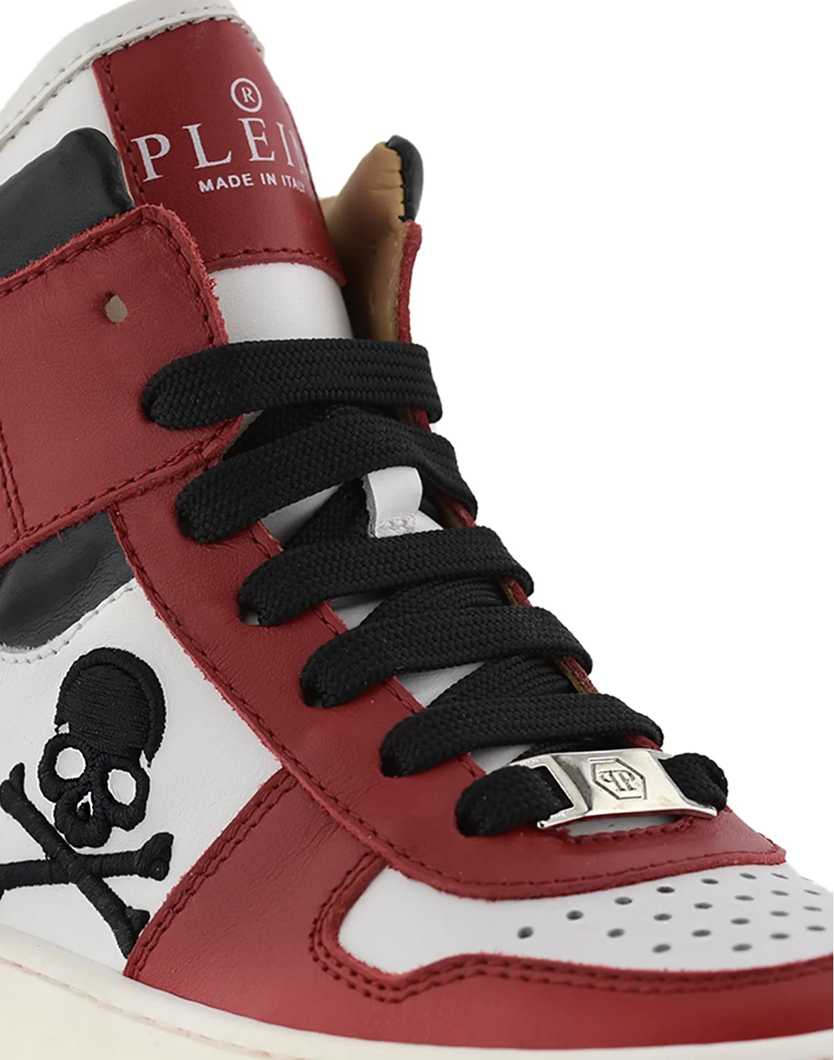 SNEAKERS HIGH TOP BOX SOLE LACE EMBROIDERY SKULL, цвет: Красный