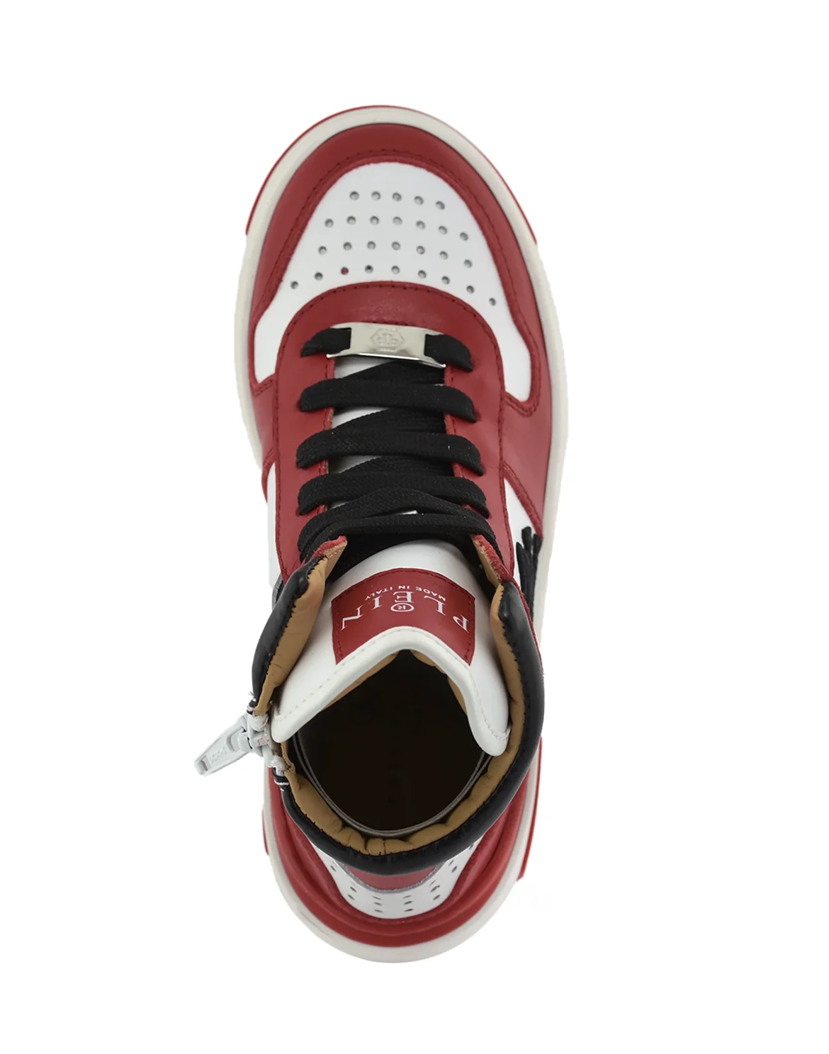 SNEAKERS HIGH TOP BOX SOLE LACE EMBROIDERY SKULL, цвет: Красный