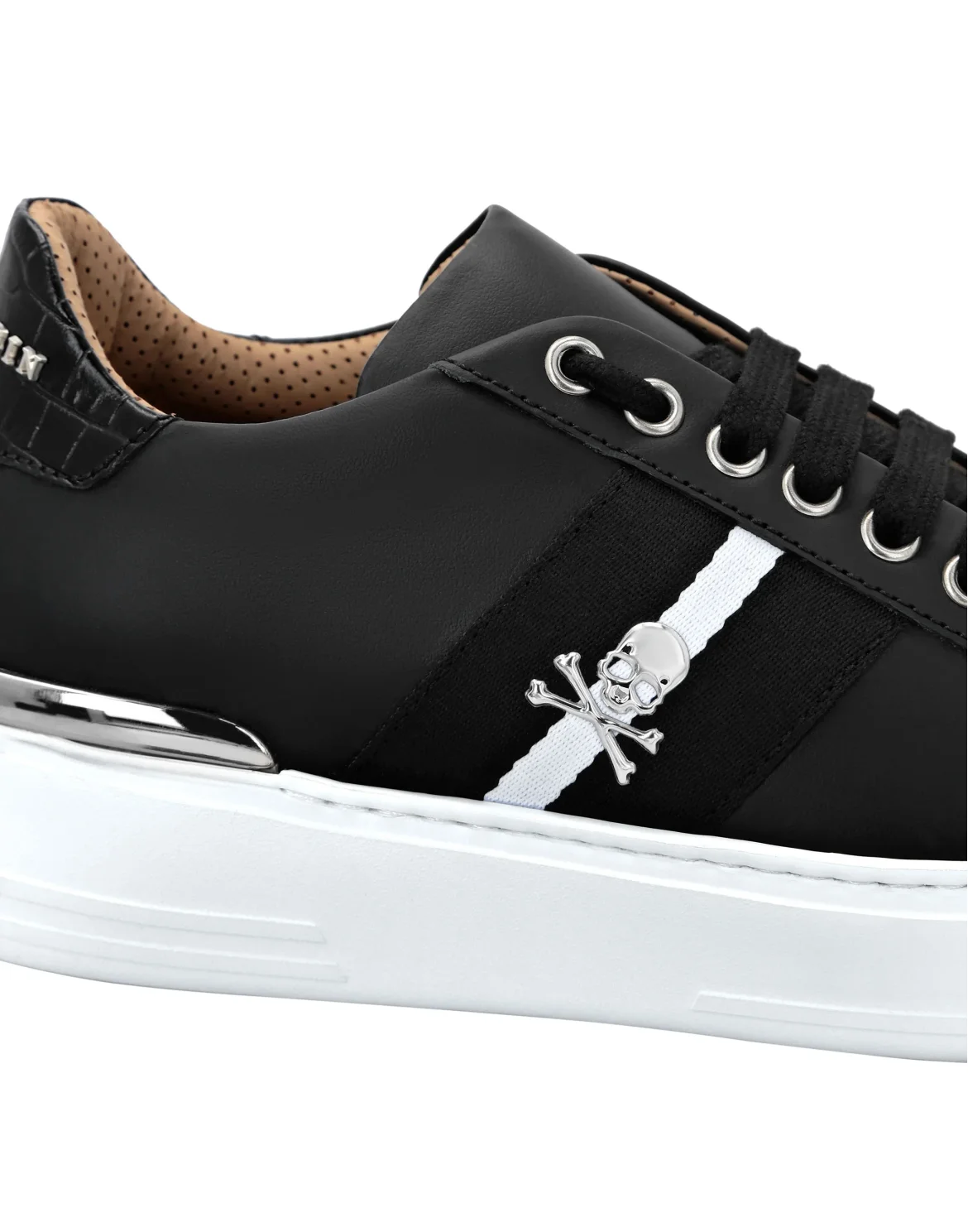 Leather Lo-Top Sneakers Stripes, цвет: Черный