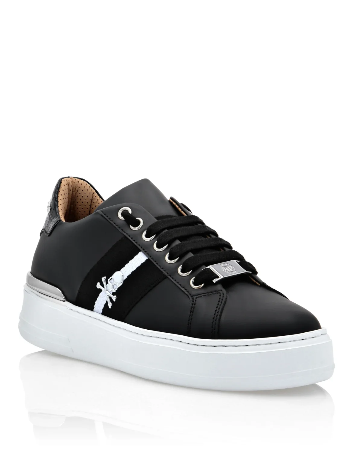 Leather Lo-Top Sneakers Stripes, цвет: Черный