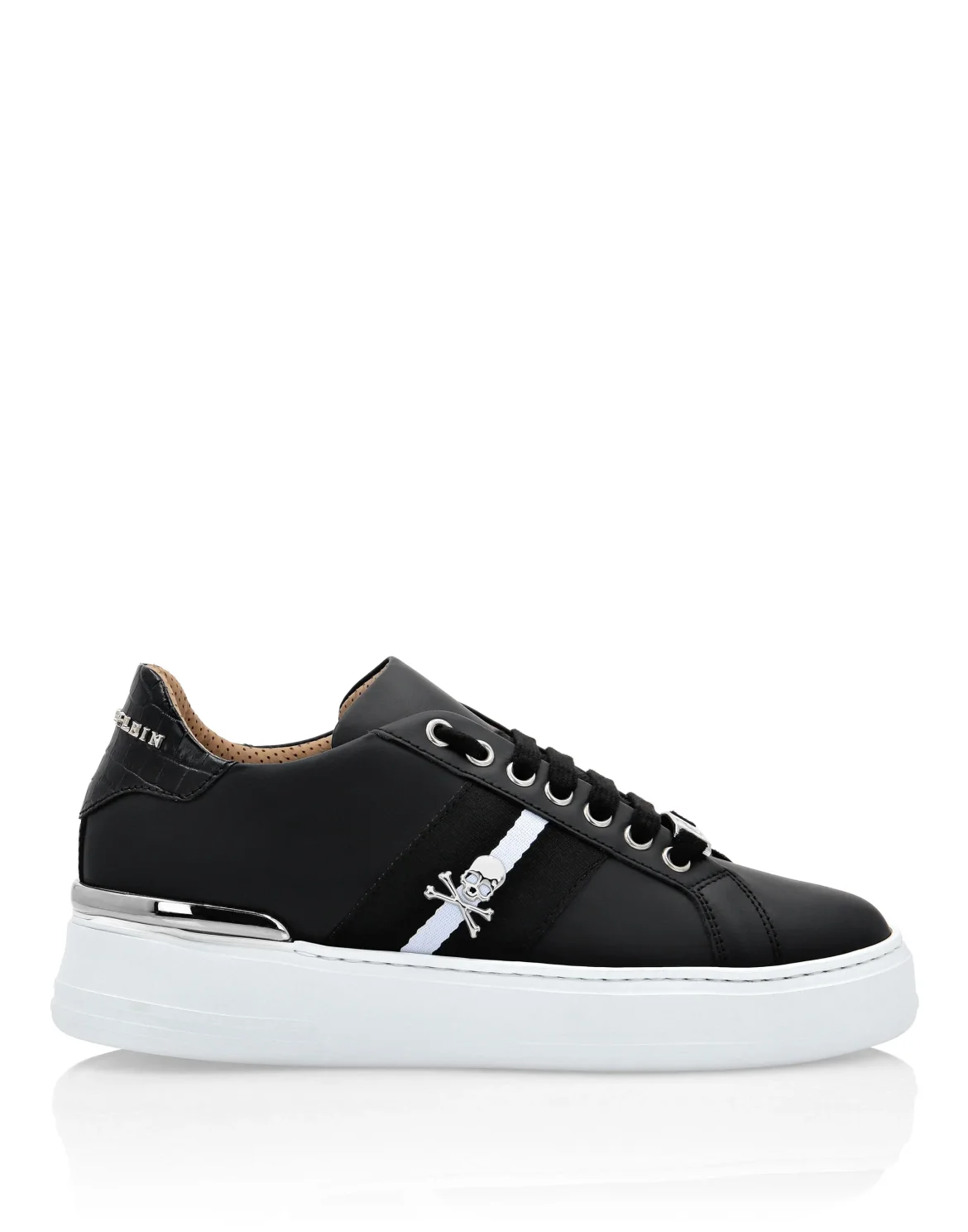 Leather Lo-Top Sneakers Stripes, цвет: Черный
