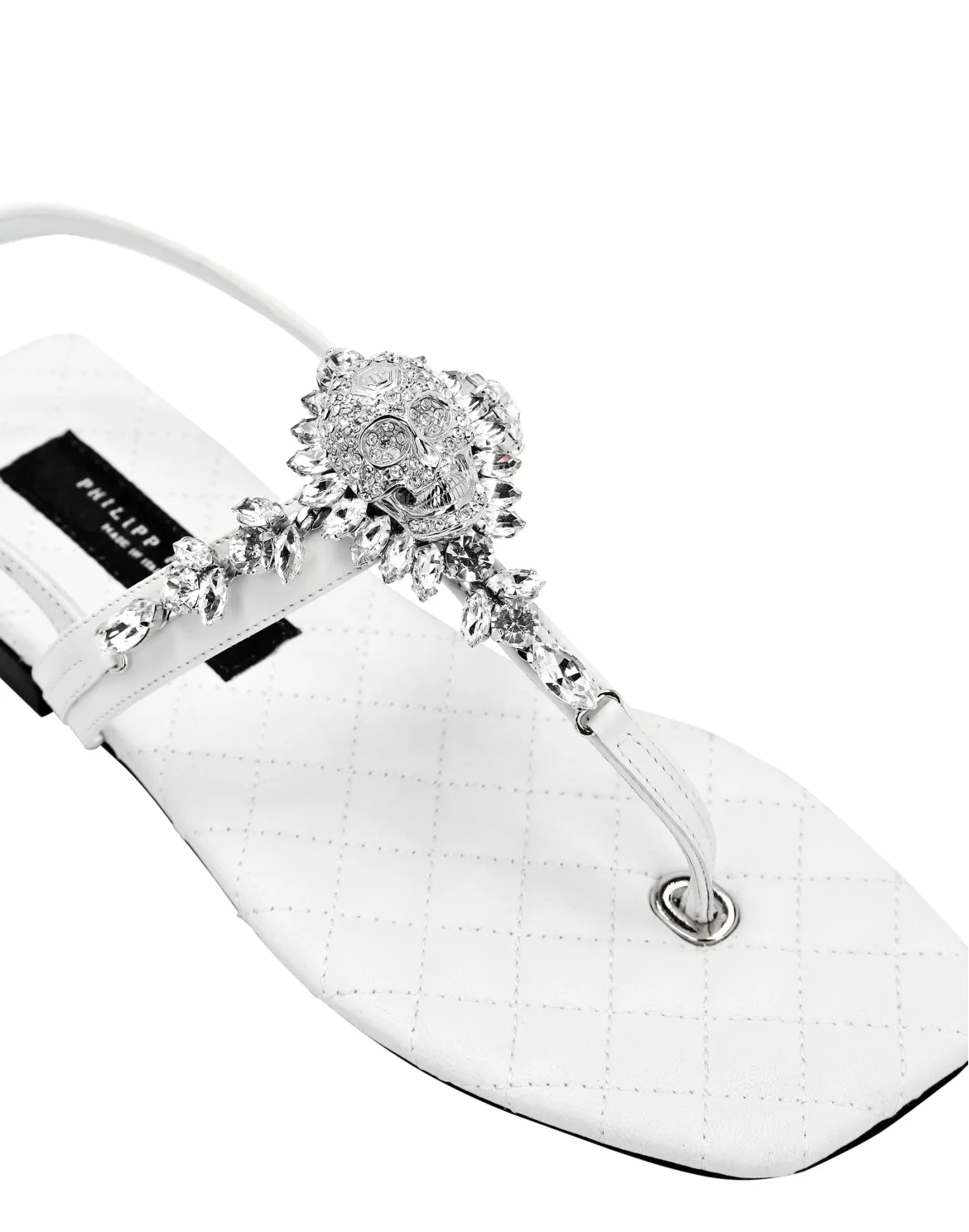 Sandals Flat Crystal Skull with Crystals, цвет: Белый