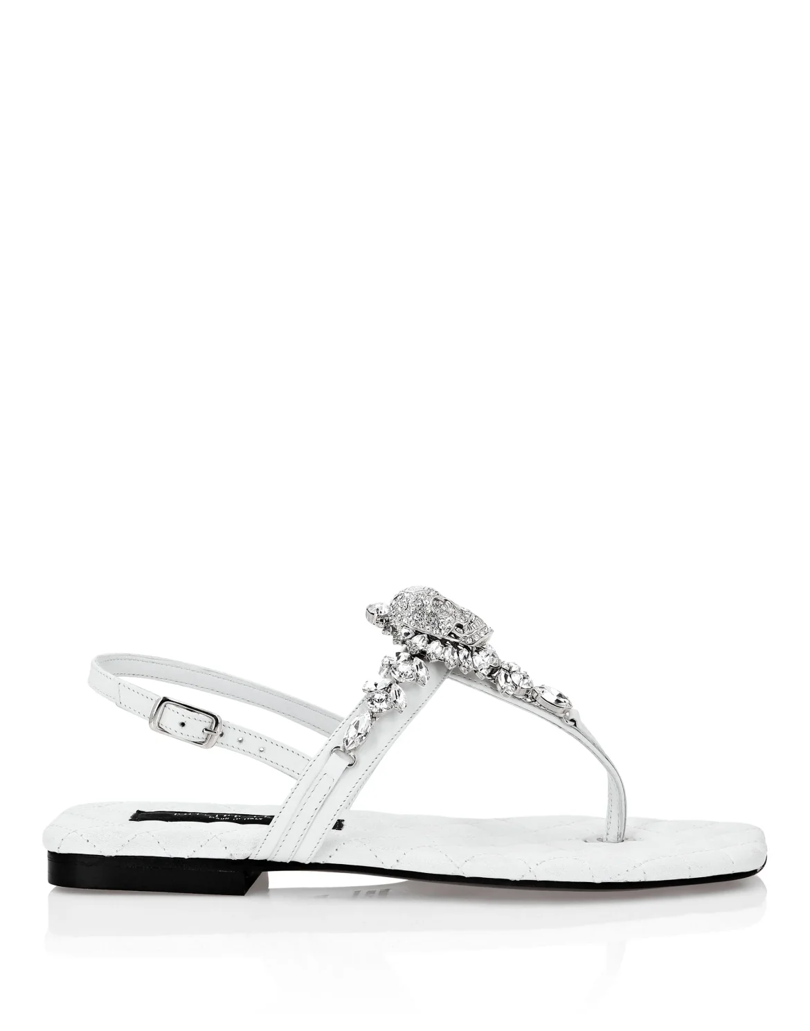 Sandals Flat Crystal Skull with Crystals, цвет: Белый